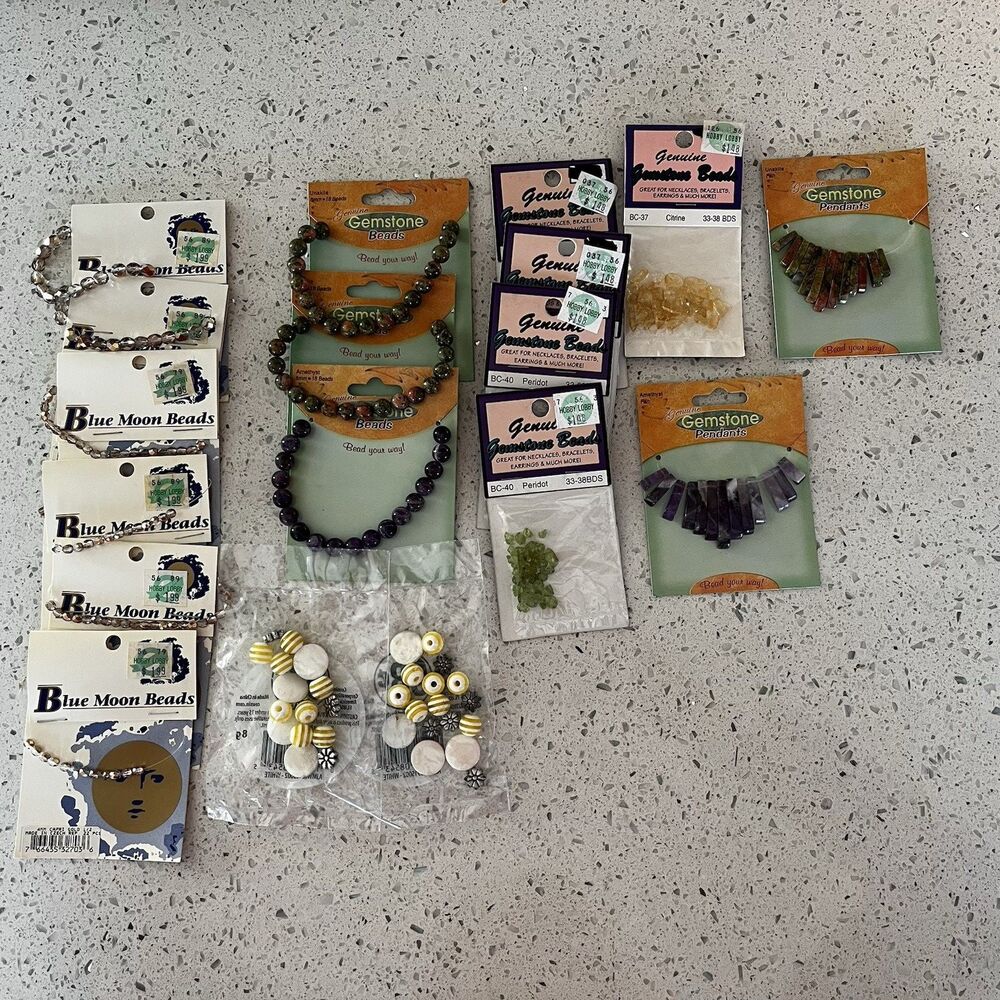 Mixed Lot of 18 Jewelry Making Beads Blue Moon Gemstone - Most Genuine Gemstone